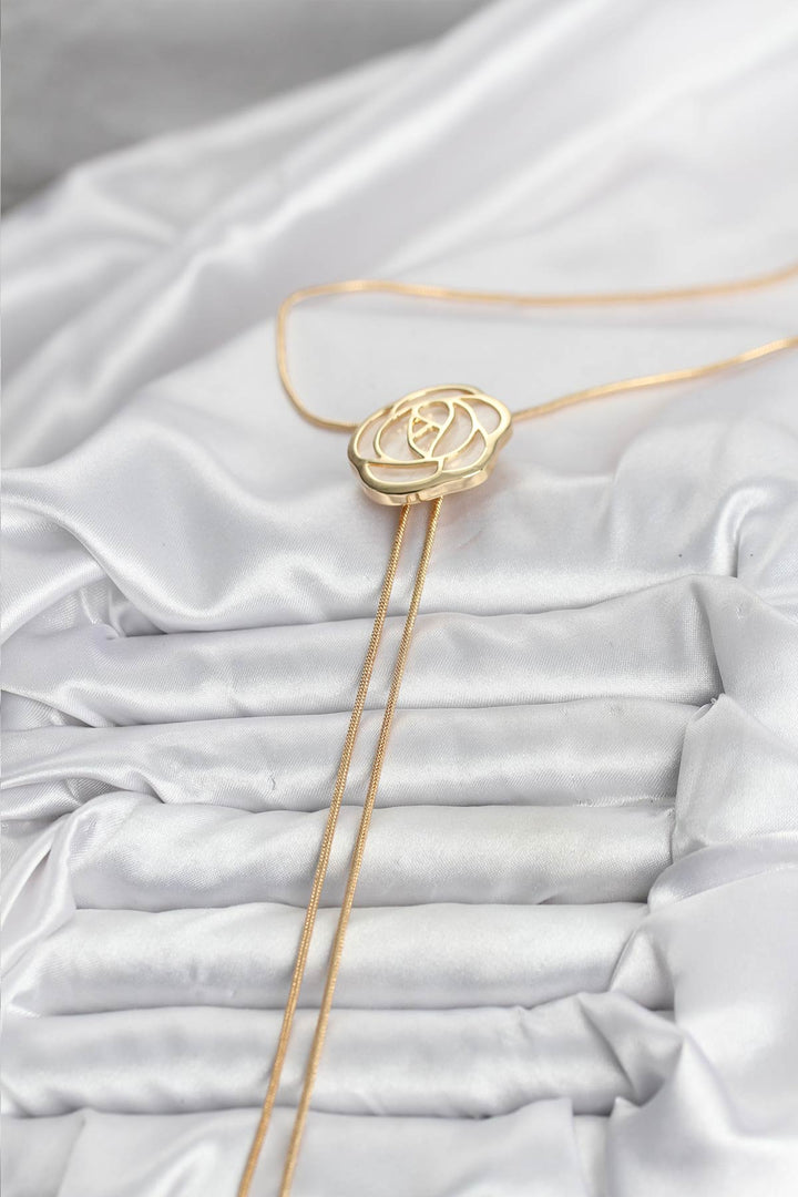 EBJ Rice Gold Color Rose Model Elevator Woman Necklace - Roswell
