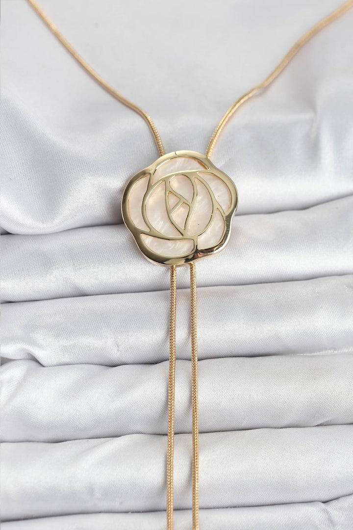 EBJ Rice Gold Color Rose Model Elevator Woman Necklace - Roswell