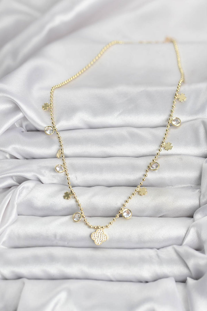 EBJ Pirinç Gold Renk Yonca Model Kadın Kolye - Eau Claire