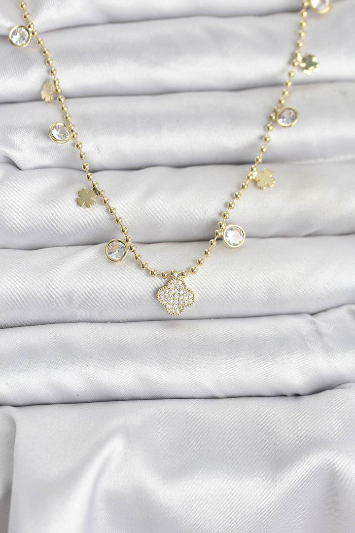 EBJ Pirinç Gold Renk Yonca Model Kadın Kolye - Eau Claire