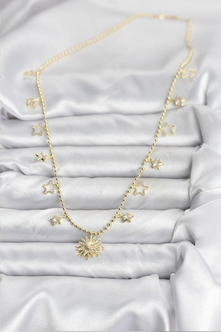 EBJ Rice Gold Color Sun Pattern Women's Necklace - Paterno