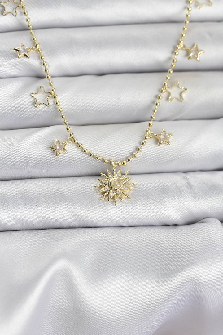 EBJ Rice Gold Color Sun Pattern Women's Necklace - Paterno