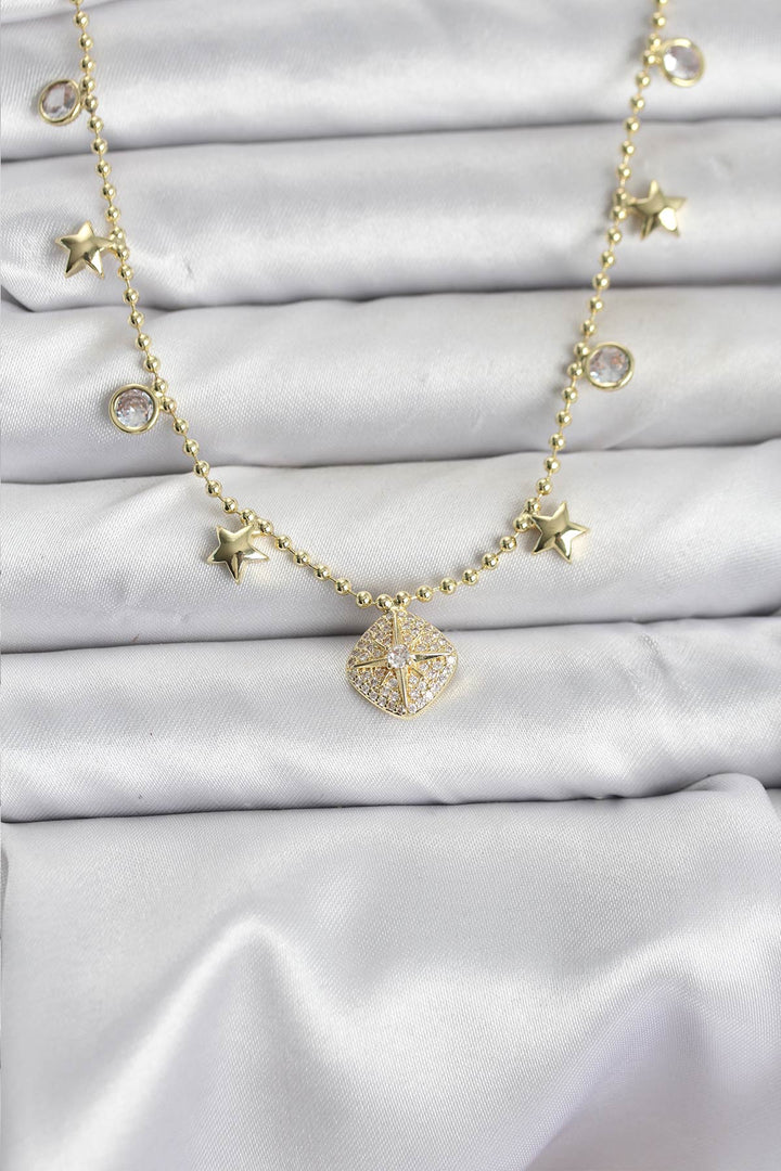 EBJ Rice Gold Color Zircon Stone Polaris Star Model Women's Necklace - Union City