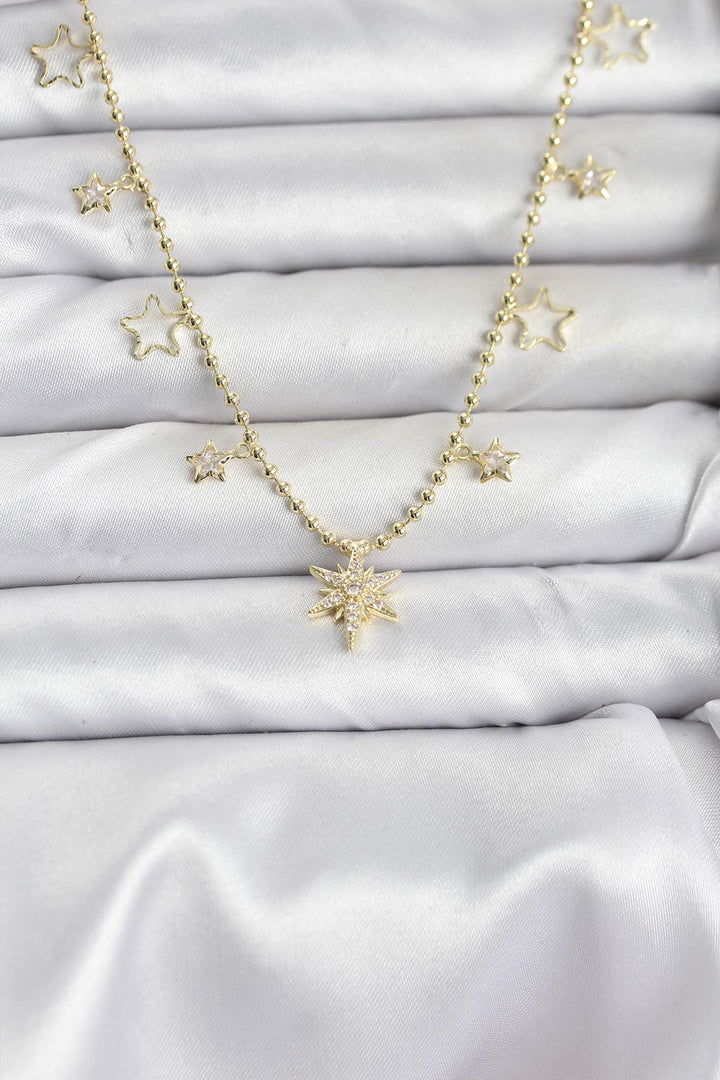 EBJ Rice Gold Color Zircon Stone Polaris Star Model Women's Necklace - Wokingham