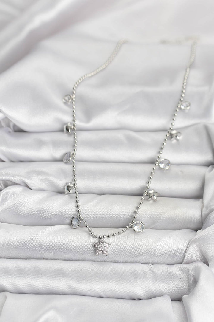 EBJ Rice Silver Color Star Pattern Women's Necklace - Graham