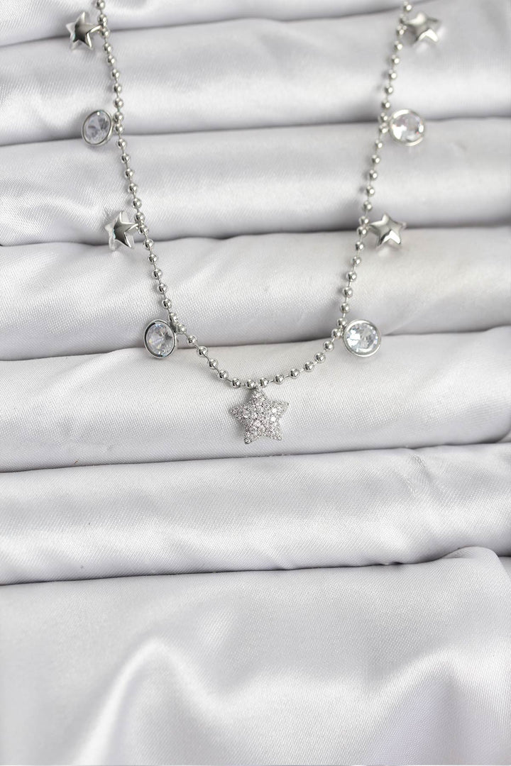 EBJ Rice Silver Color Star Pattern Women's Necklace - Graham