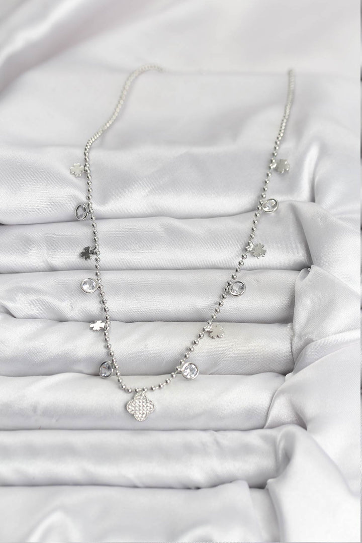 EBJ Rice Silver Color Clover Model Women's Necklace - Terneuzen