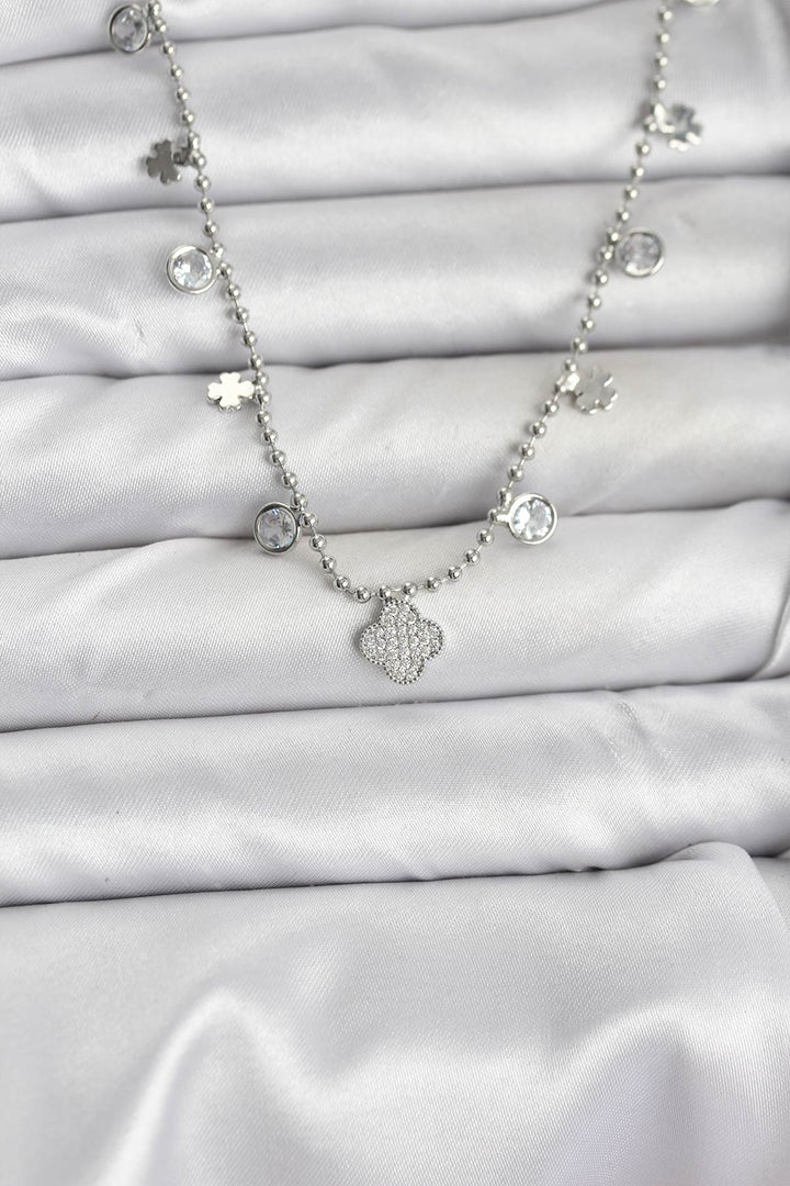 EBJ Rice Silver Color Clover Model Women's Necklace - Terneuzen