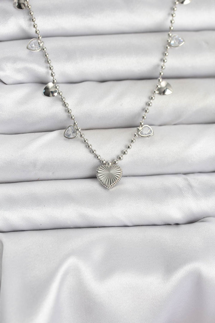 EBJ Pirinç Gümüş Renk Kalp Model Kadın Kolye - Palmerston North