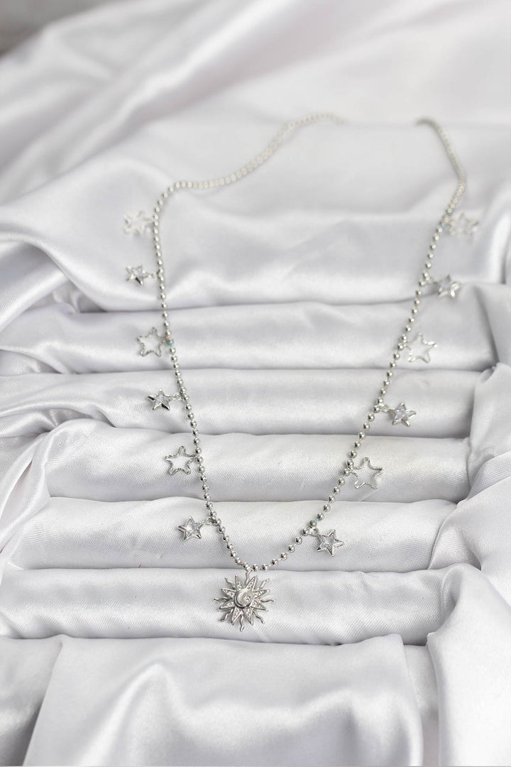 EBJ Pirinç Gümüş Renk Güneş Model Kadın Kolye - Ladispoli