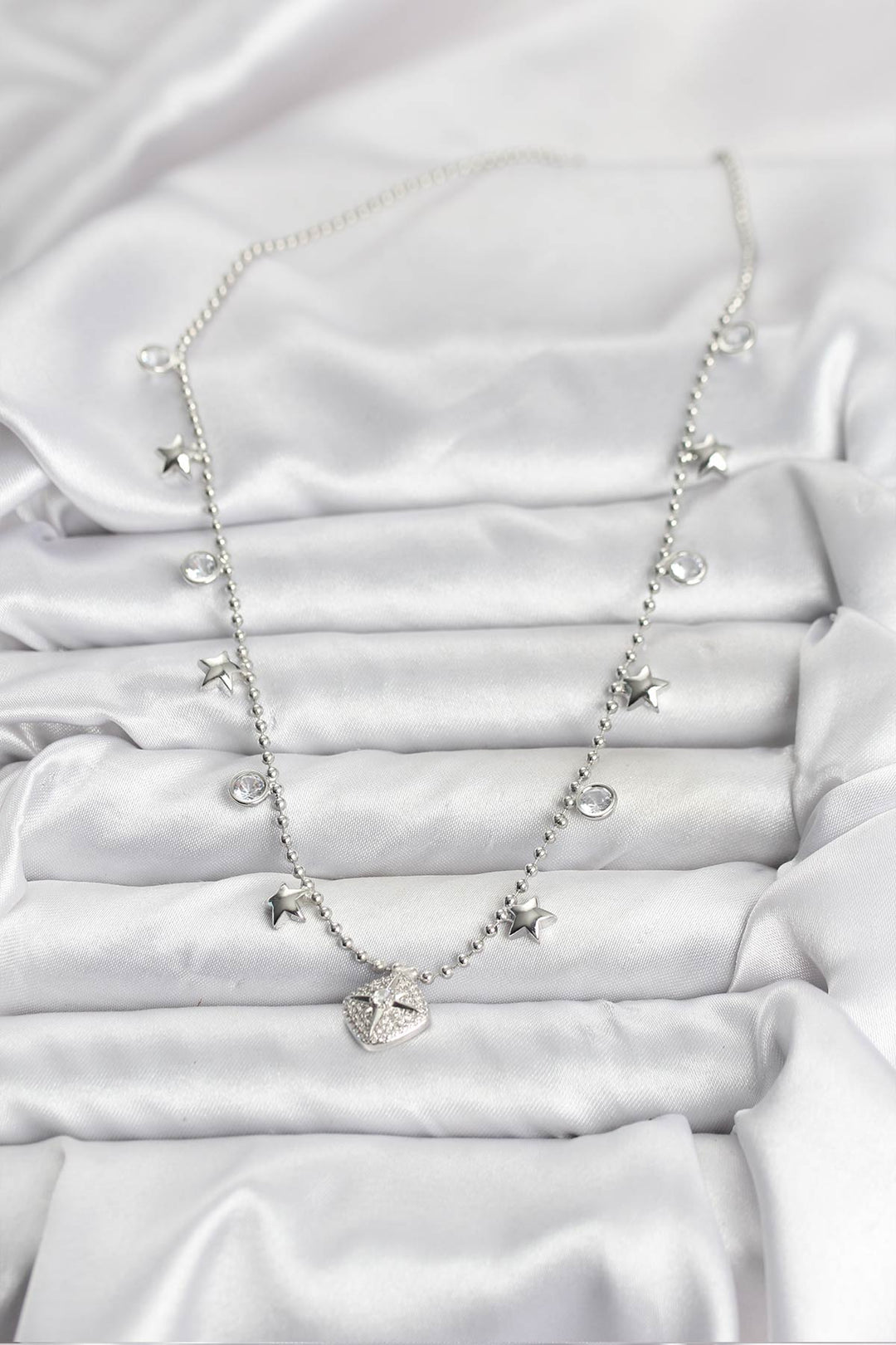 EBJ Pirinç Gümüş Renk Zirkon Taşlı Kutup Yıldızı Model Kadın Kolye - Ajaccio