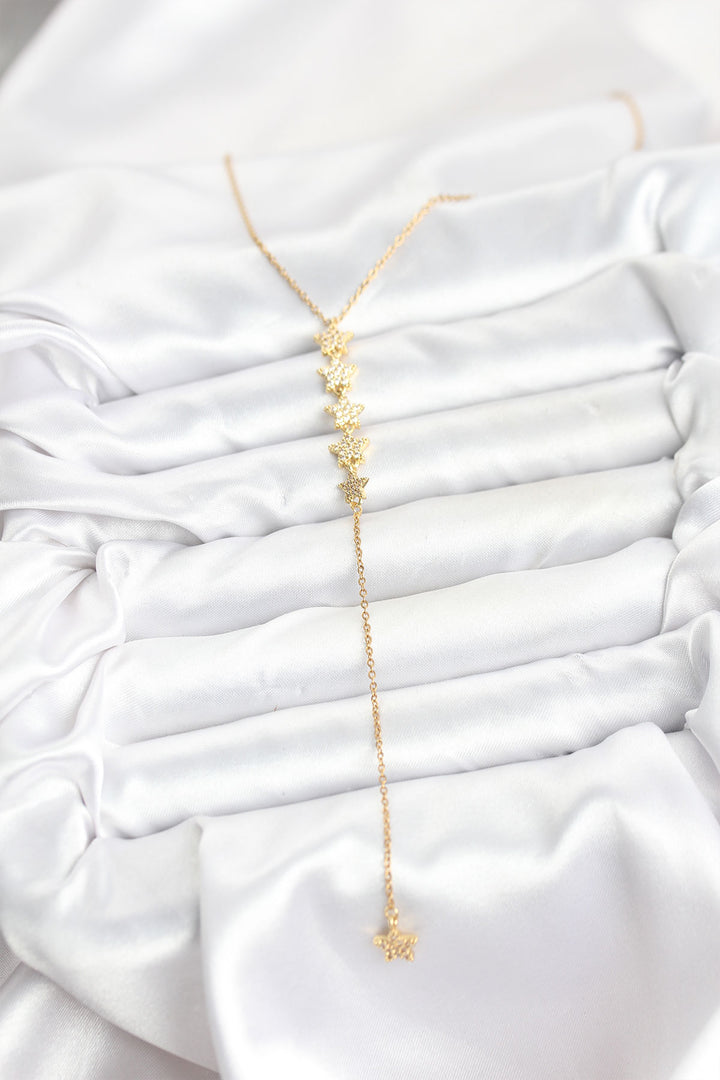 EBJ 316L Çelik Zincir Gold Renk Yıldız Model Y Kolye - Jiutepec