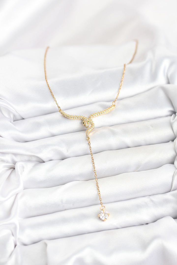 EBJ 316L Steel Chain Gold Color Snake Model Y Necklace - Ayr