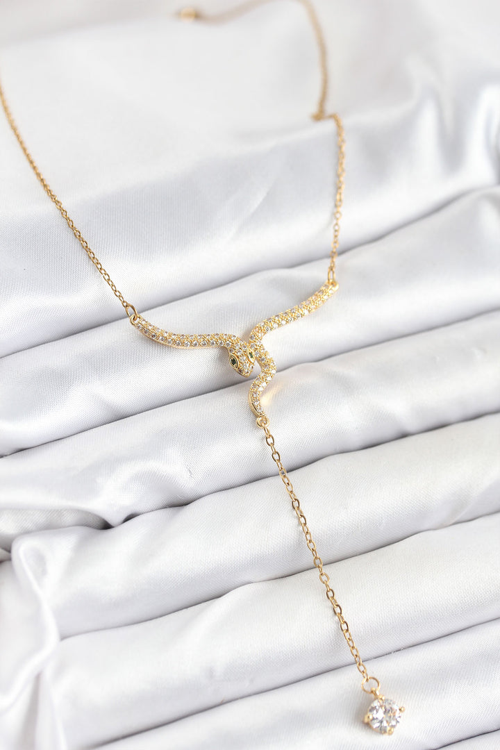 EBJ 316L Steel Chain Gold Color Snake Model Y Necklace - Ayr