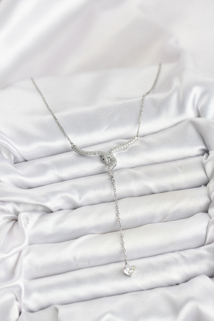 EBJ 316L Çelik Zincir Gümüş Renk Yılan Model Y Kolye - West Hollywood