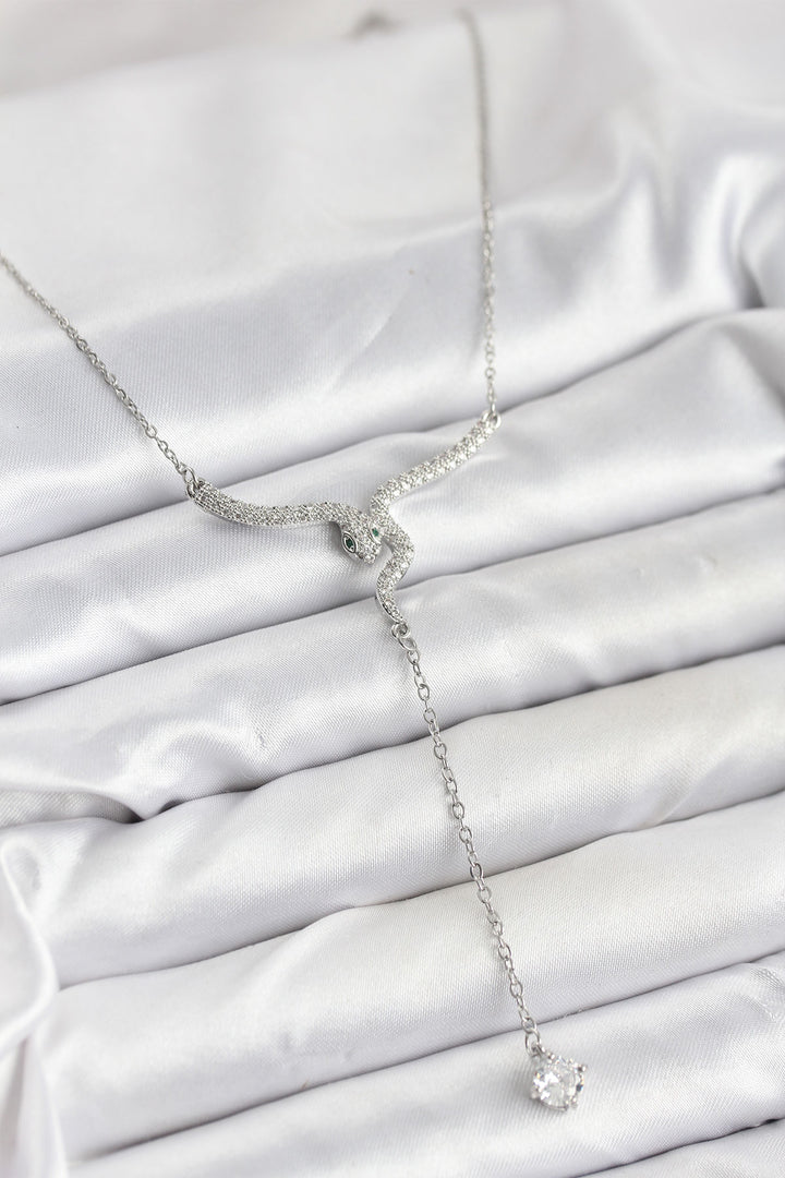 EBJ 316L Çelik Zincir Gümüş Renk Yılan Model Y Kolye - West Hollywood