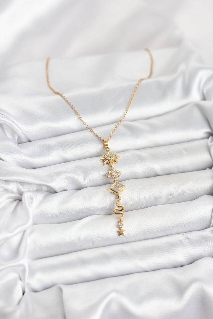 EBJ 316L Steel Chain Gold Color Sun and Energy Model Women Y Necklace - Irpin