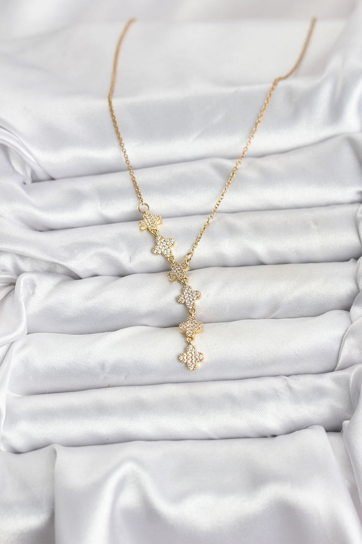 EBJ 316L Çelik Zincir Gold Renk Yonca Model Kadın Kolye - Olhão