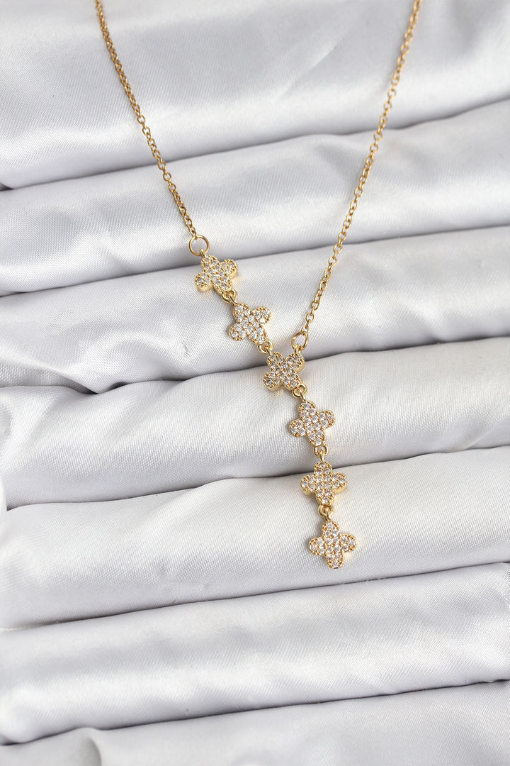 EBJ 316L Çelik Zincir Gold Renk Yonca Model Kadın Kolye - Olhão