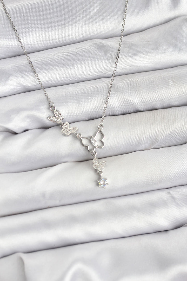 EBJ 316L Stainless Steel Chain Silver Color Butterfly Model Women's Necklace - Marino