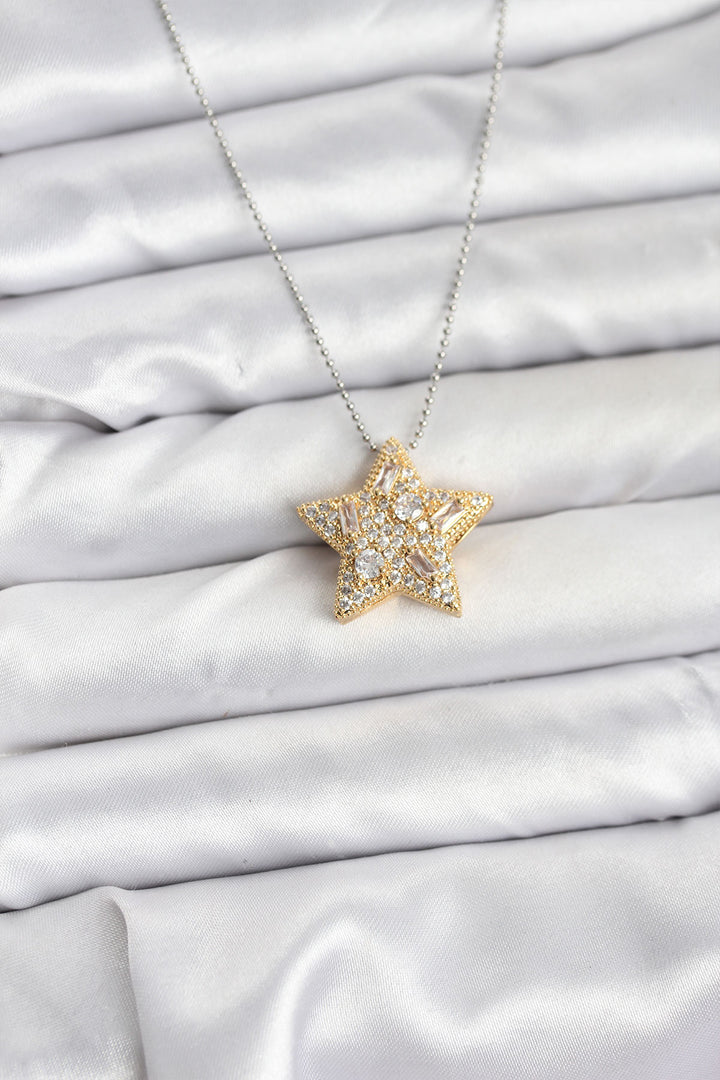 EBJ 316L Çelik Zincir Gümüş Renk Zincirli Gold Yıldız Model Kadın Kolye - Norristown