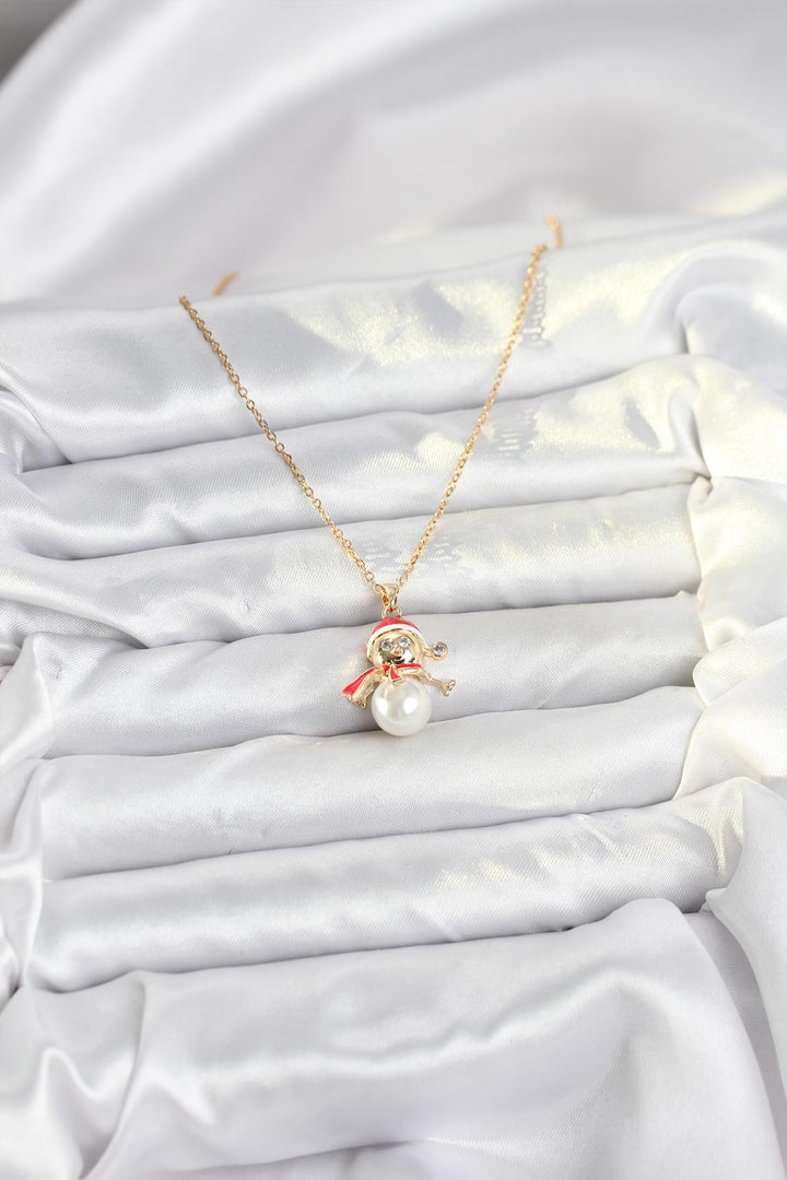 EBJ 316L Çelik Zincir Gold Renk Kardan Adam Model Yılbaşı Temalı Kadın Kolye - Suresnes