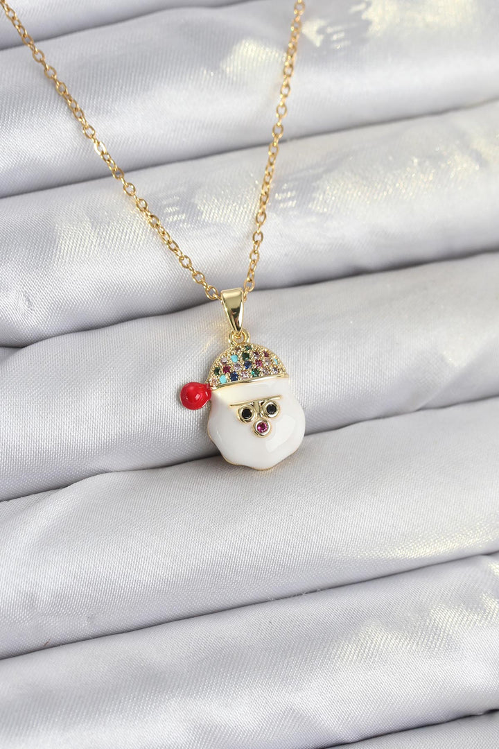 EBJ 316L Steel Chain Gold Color Hat Snowman Head Model New Year Themed Women's Necklace - Meridian
