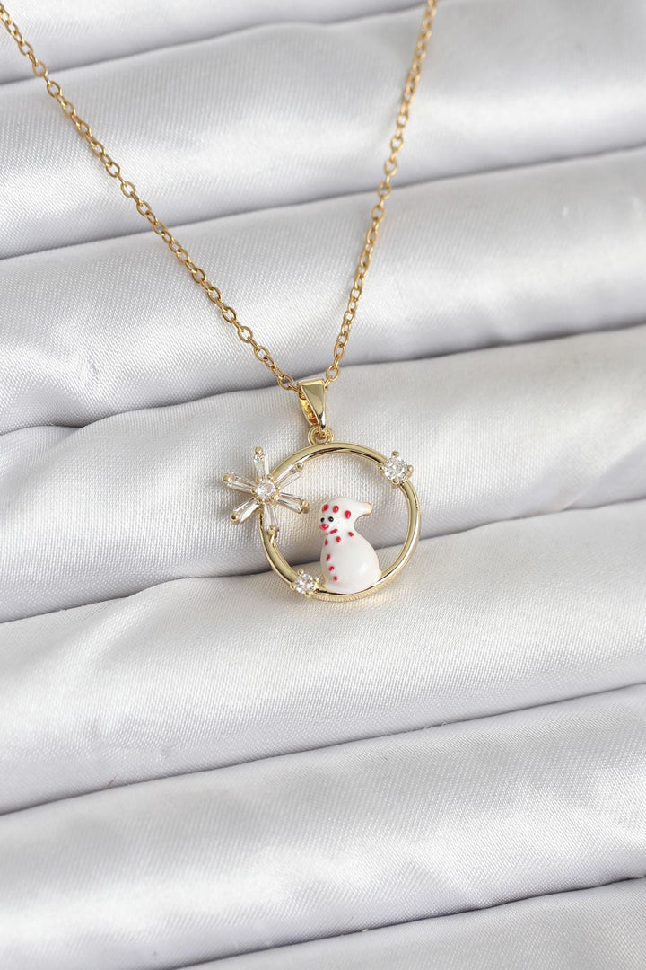 EBJ 316L Steel Chain Gold Zircon Stone New Year Themed Women's Necklace - North Highlands