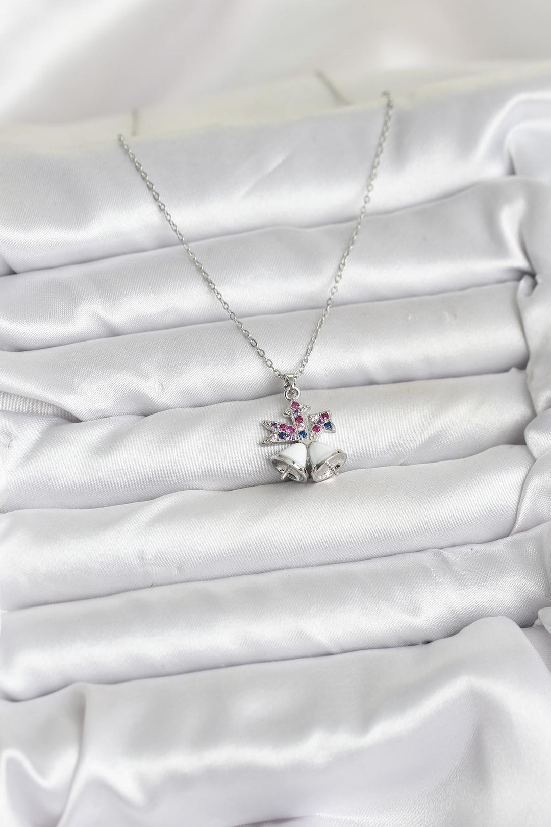 EBJ 316L Çelik Zincir Gümüş Renk Chirtsmas Bell Model Yılbaşı Temalı Kadın Kolye - Wijchen