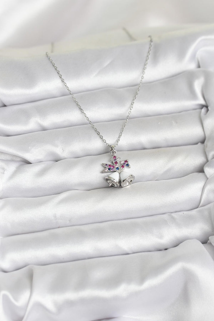 EBJ 316L Çelik Zincir Gümüş Renk Chirtsmas Bell Model Yılbaşı Temalı Kadın Kolye - Wijchen