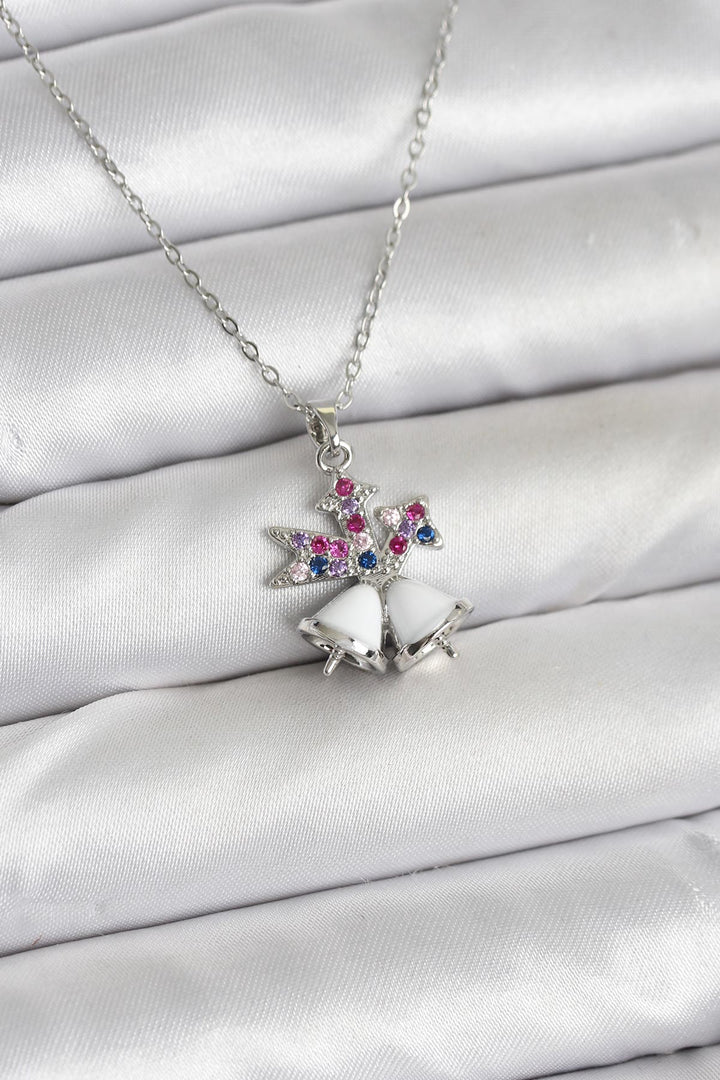 EBJ 316L Çelik Zincir Gümüş Renk Chirtsmas Bell Model Yılbaşı Temalı Kadın Kolye - Wijchen