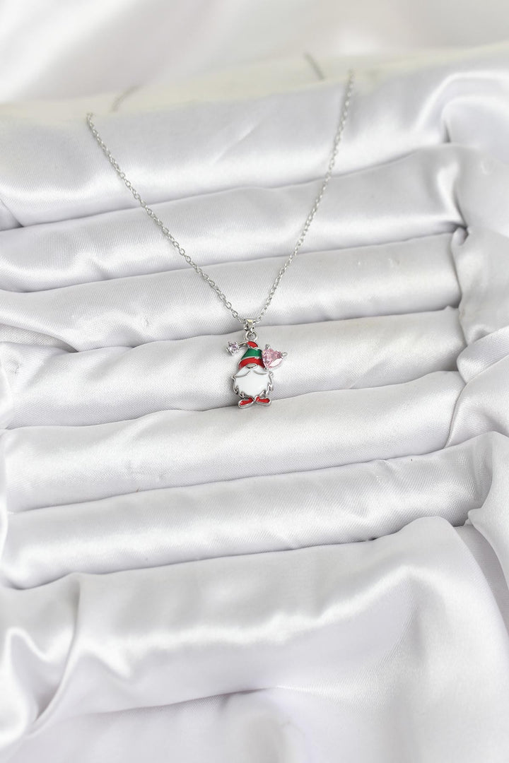 EBJ 316L Çelik Zincir Gümüş Renk Yılbaşı Teması Kadın Kolye - Oraiókastro