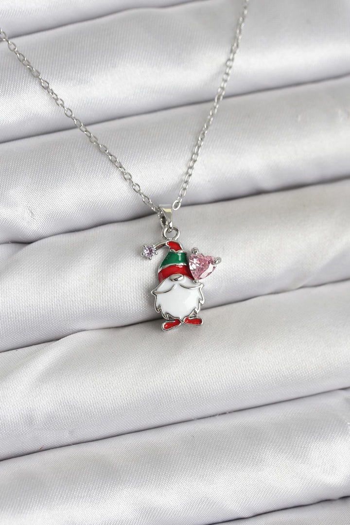 EBJ 316L Çelik Zincir Gümüş Renk Yılbaşı Teması Kadın Kolye - Oraiókastro
