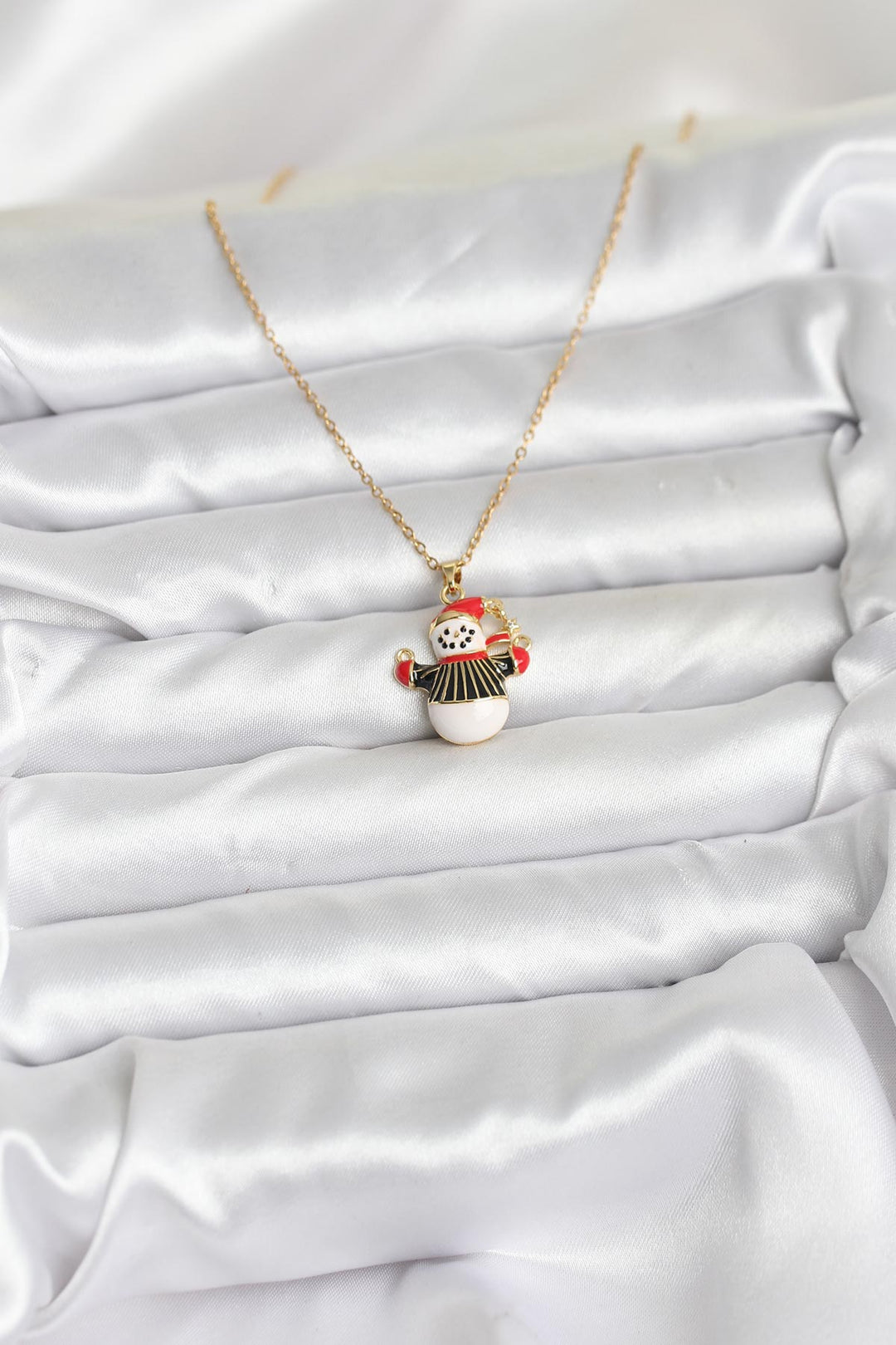 EBJ 316L Çelik Zincir Gold Renk Kardan Adam Figürlü Yılbaşı Temalı Kadın Kolye - Caldas da Rainha