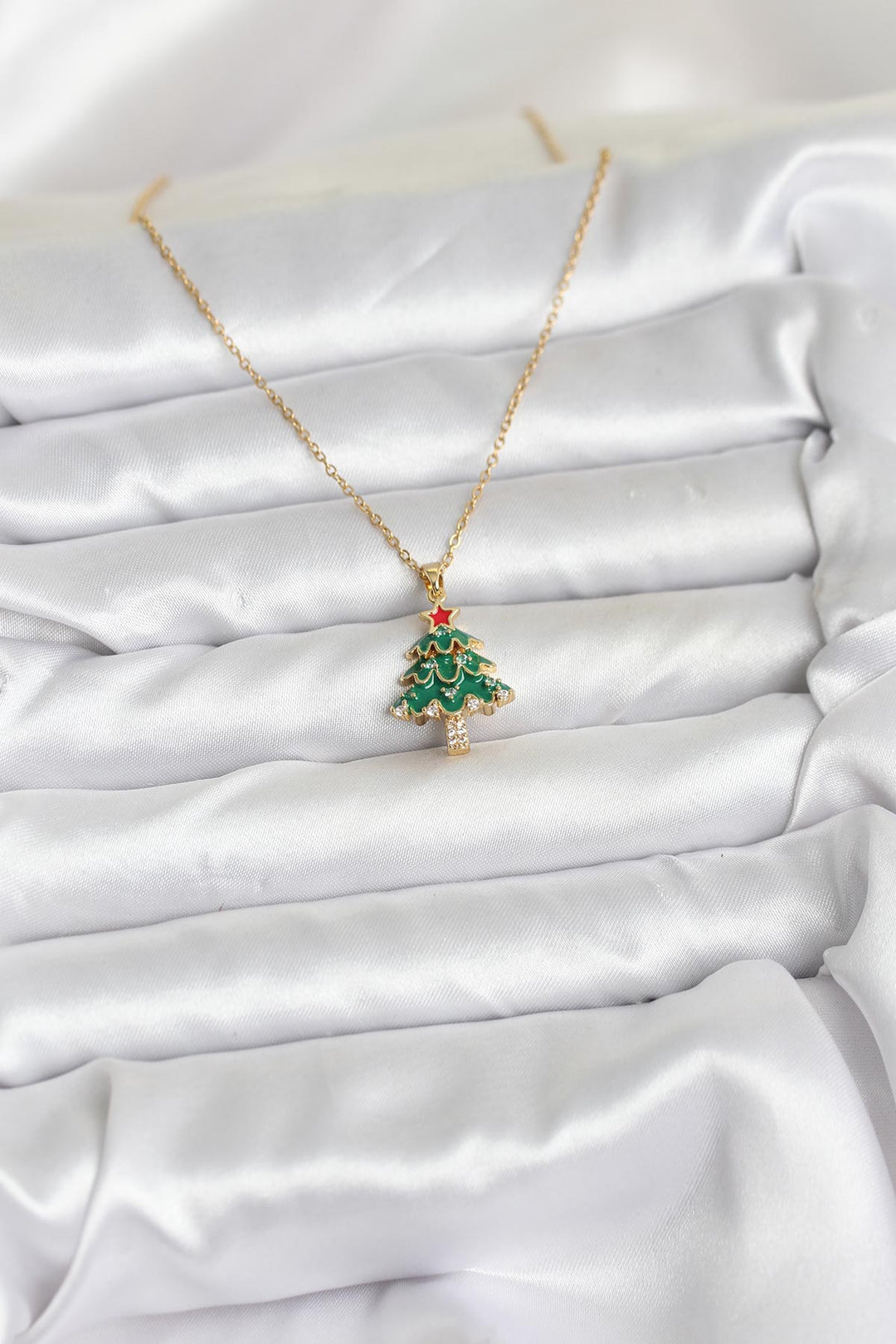 EBJ 316L Çelik Zincir Gold Renk Çam Ağacı Model Yılbaşı Temalı Kadın Kolye - South Shields