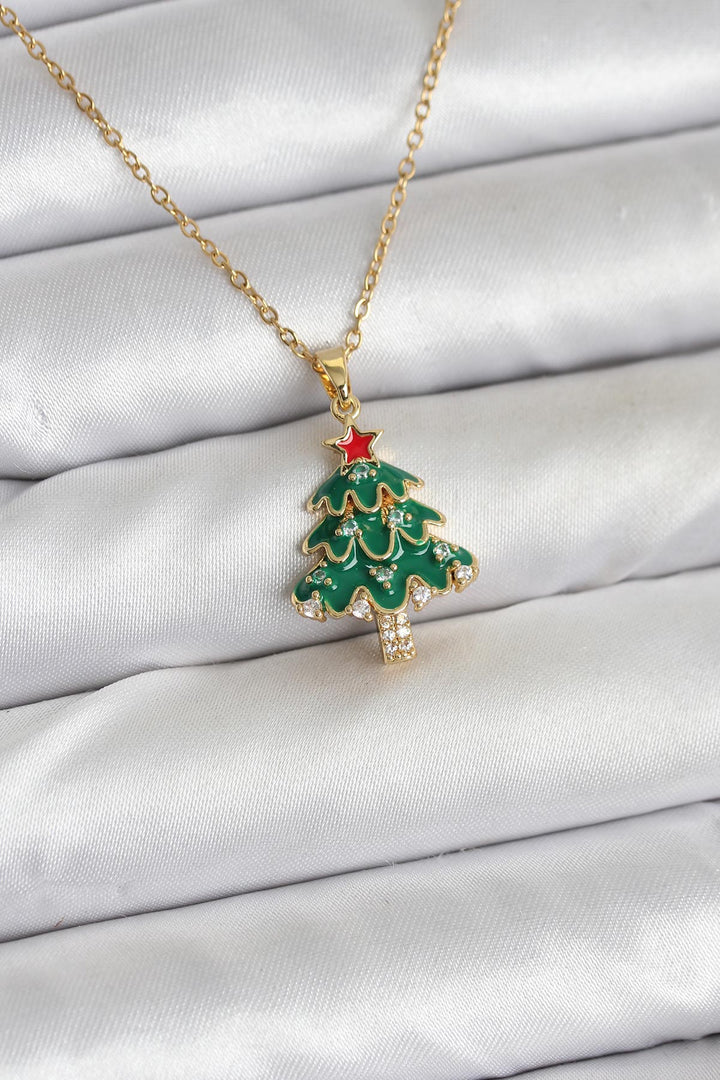EBJ 316L Çelik Zincir Gold Renk Çam Ağacı Model Yılbaşı Temalı Kadın Kolye - South Shields