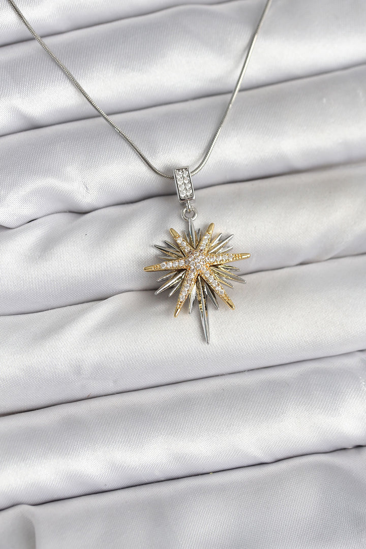 EBJ 316L Çelik Zincir Gümüş Renk Kutup Yıldızı Model Kadın Kolye - Piedras Negras