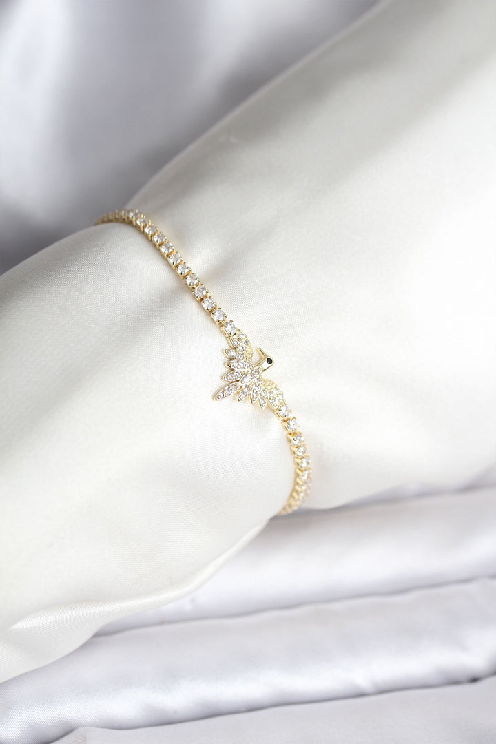 EBJ Anka Kuşu Model Zirkon Taşlı Gold Renk Pirinç Su Yolu Kadın Bileklik - Upper Hutt