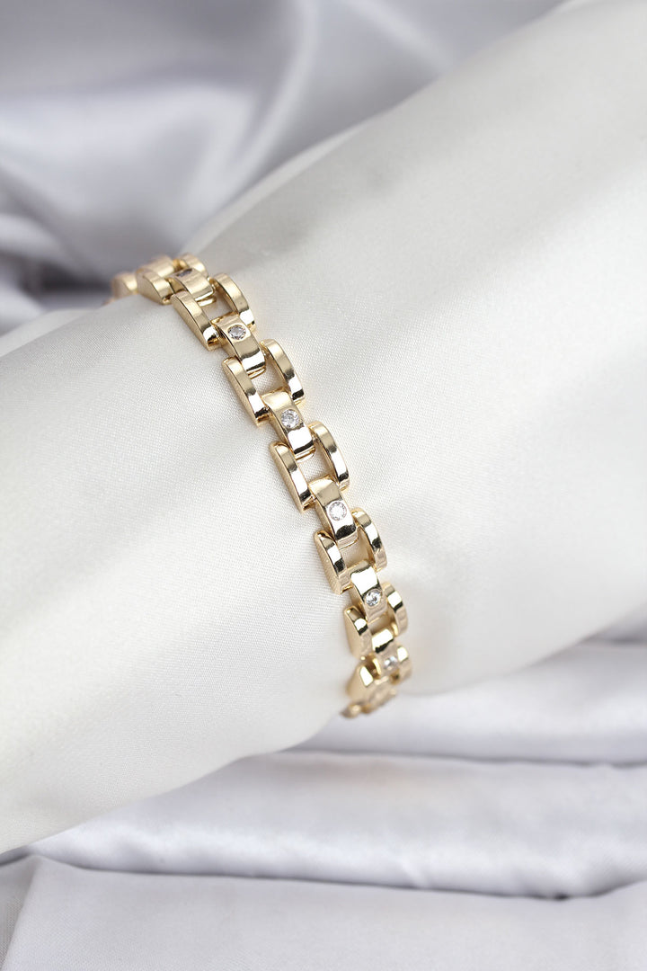 EBJ 14K Gold Color Coated Zircon Stone CM Women's Bracelet - High Point