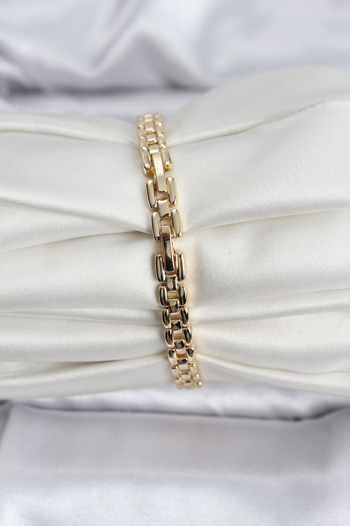 EBJ 14K Gold Renk Kaplama Zirkon Kare Taşlı CM Kadın Bileklik - Chino Hills