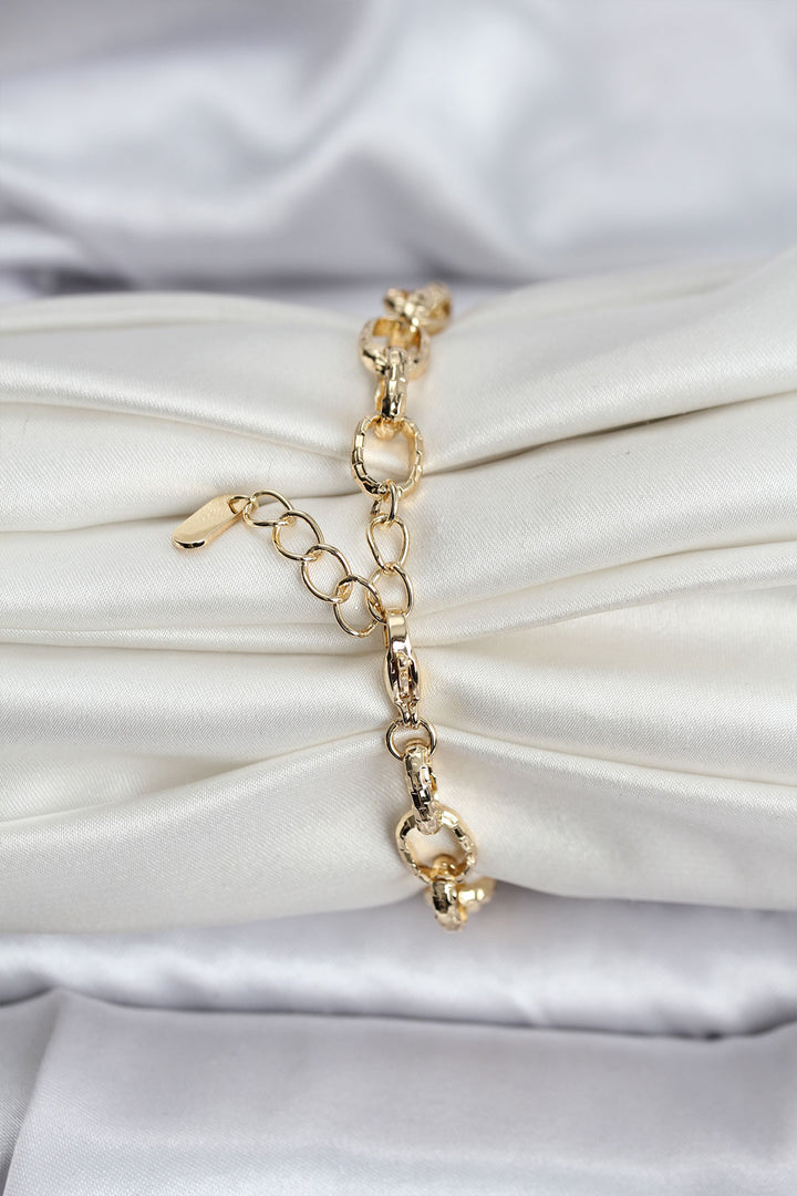 EBJ 14K Gold Renk Kaplama Lazerli Zincir Model CM Kadın Bileklik - Matehuala