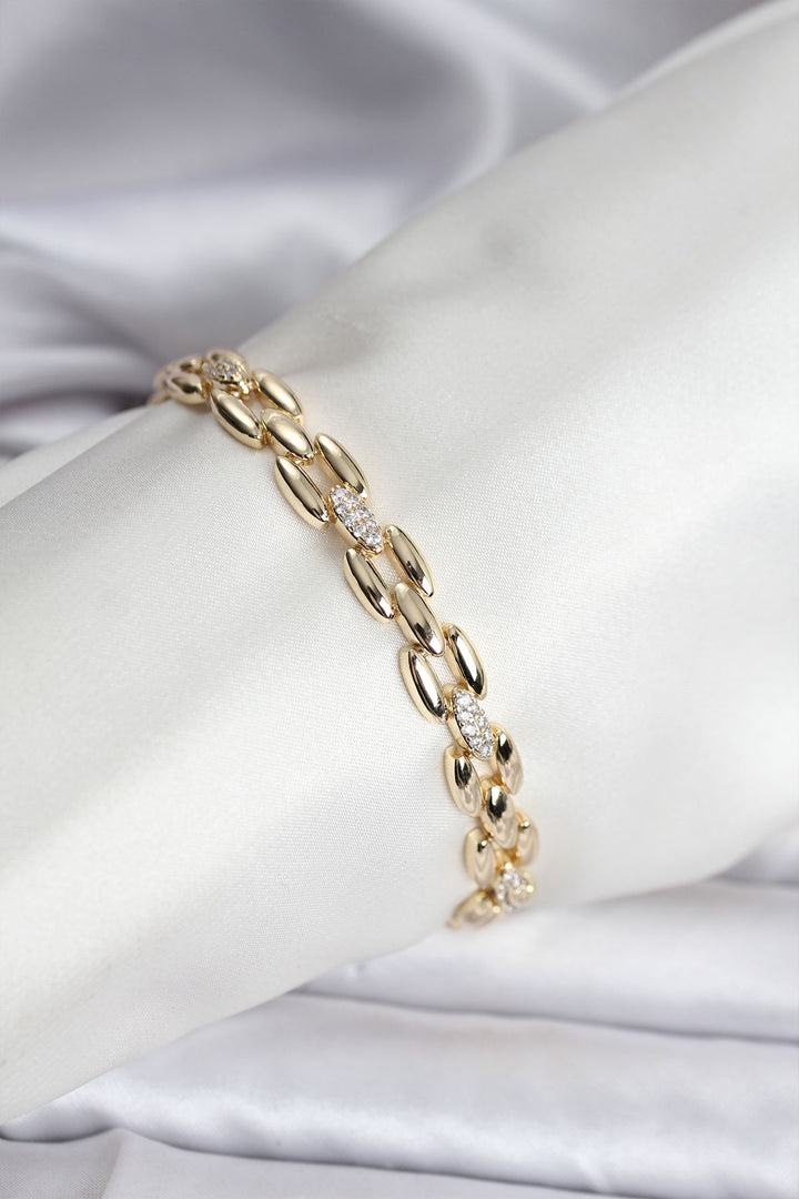 EBJ 14K Gold Renk Kaplama Zirkon Taşlı Model CM Kadın Bileklik - Puerto Real