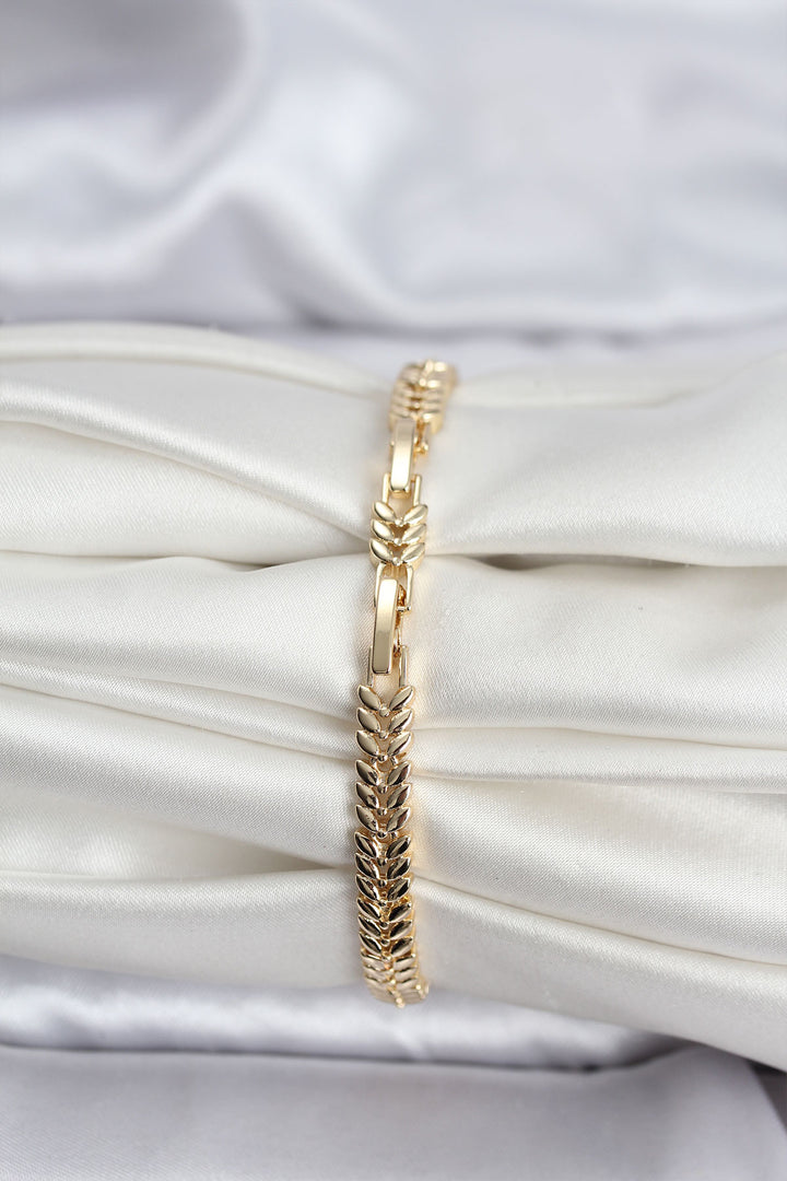 EBJ 14K Gold Renk Kaplama Başak Model Zirkon Taşlı CM Kadın Bileklik - Ocotlán