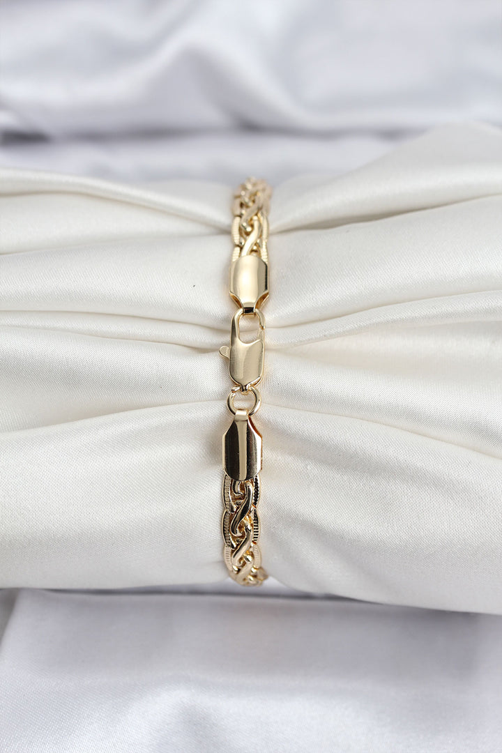 EBJ 14K Gold Renk Kaplama Lazer Zincir Model CM Kadın Bileklik - Saltillo