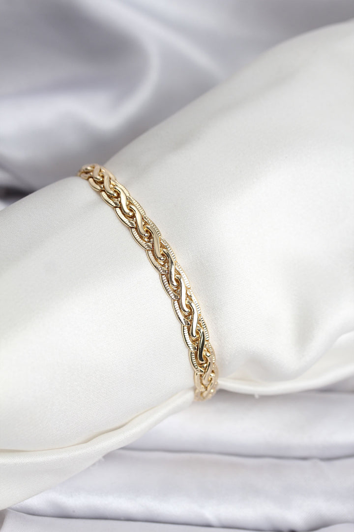 EBJ 14K Gold Renk Kaplama Lazer Zincir Model CM Kadın Bileklik - Saltillo