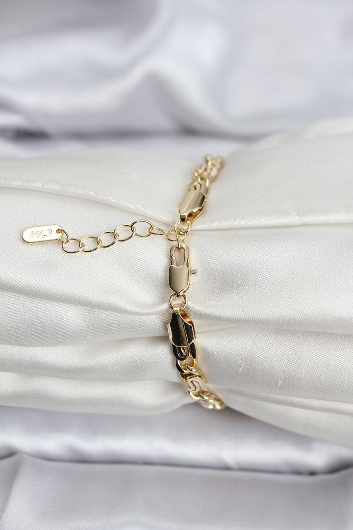 EBJ 14K Gold Renk Kaplama Zincir Model CM Kadın Bileklik - Witten