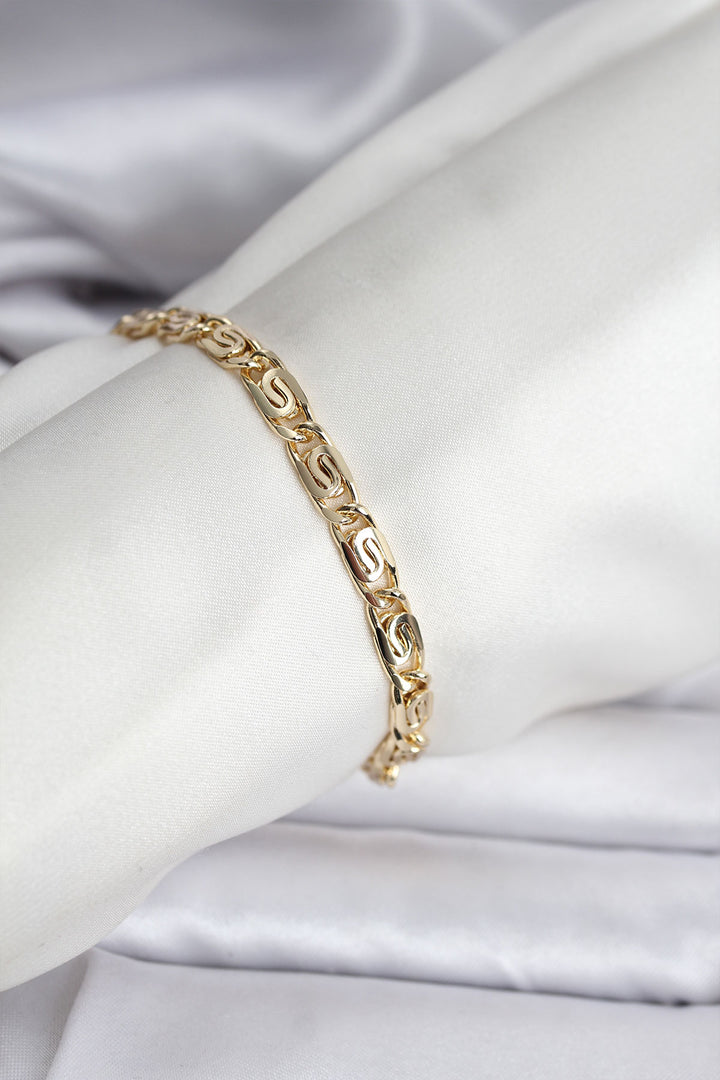 EBJ 14K Gold Renk Kaplama Zincir Model CM Kadın Bileklik - Witten