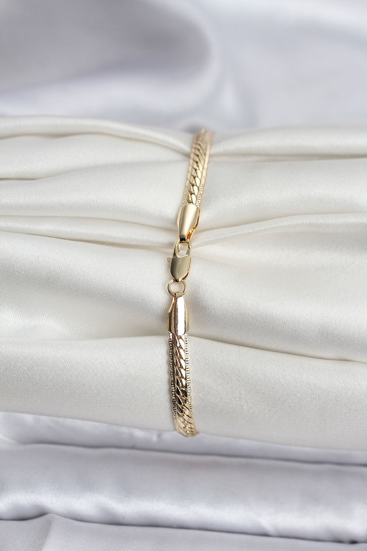 EBJ 14K Gold Color Plated Laser Cut Chain Model CM Women's Bracelet - Cuautitlán Izcalli