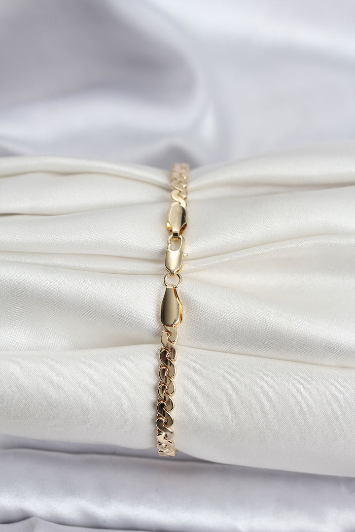 EBJ 14K Gold Renk Kaplama Ezme Yılan Zincir Model CM Kadın Bileklik - Böblingen