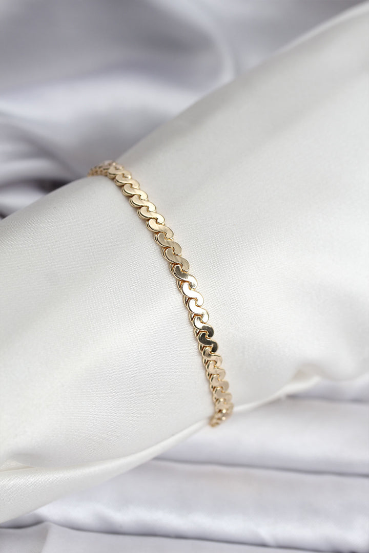 EBJ 14K Gold Renk Kaplama Ezme Yılan Zincir Model CM Kadın Bileklik - Böblingen